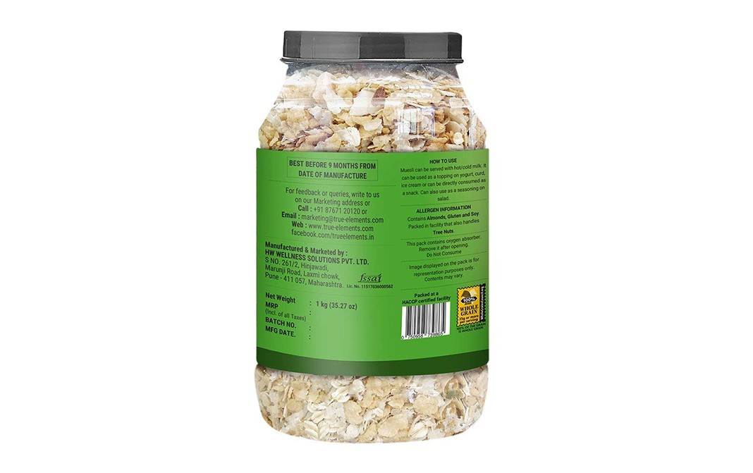 True Elements Muesli No Added Sugar    Plastic Jar  1 kilogram